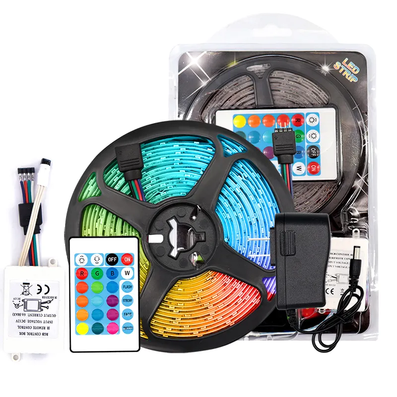 Hot Sell Smd3528 2835 300leds Rgb 5m Set Ip65 Wholesale Color Remote Controller Light Led Strip Set For Party