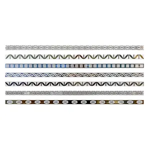 High Quality Gold and silver color interior ceramic skirting border tiles 20x600 ceramic moroccan tiles border