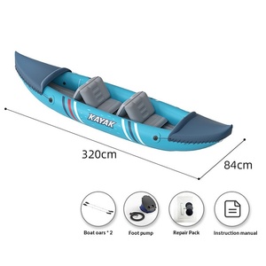 Kayak <span class=keywords><strong>gonflable</strong></span> en PVC pour deux <span class=keywords><strong>personnes</strong></span>, longueur 3,1-<span class=keywords><strong>4</strong></span> m, capacité 163 kg, sièges réglables, résistant à l'abrasion, pour la pêche - Product Image 2
