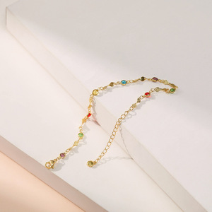 Nouvelle chaîne en or 18 carats à la mode brillant Zircon <span class=keywords><strong>cheville</strong></span> femmes bohême coloré strass cristal perles <span class=keywords><strong>cheville</strong></span> - Product Image 2