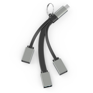 3 in 1 USB C ハブ 3A急速充電 PVC編組カードリーダーアダプターケーブル Type-C USB 3.0 2.0 ハブ SDカード、マイクロSD、TFカード対応 モバイル用 - Product Image 5