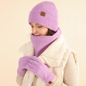 Fashion <strong>Women</strong> 3pcs Acrylic Winter Beanie <strong>Hat</strong> <strong>Set</strong> Winter <strong>Hats</strong> <strong>and</strong> Mitten <strong>Scarf</strong> for <strong>Women</strong> Warm <strong>Scarf</strong> <strong>and</strong> Touchscreen Gloves - Product Image 4