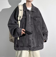 Bouton vers le haut 100% coton tissu mode Street Wear vestes en détresse personnalisé hommes Jean Denim veste Hip Hop Vintage Denim veste