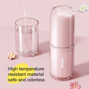 Suministros de baño y baño prácticos portátiles Taza de cepillo de dientes de viaje con estuche de almacenamiento y juego de tazas de enjuague bucal <span class=keywords><strong>para</strong></span> uso doméstico - Product Image 4