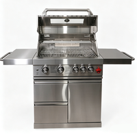 Barbecue extérieur au gaz GPL en acier inoxydable 304 avec 5 brûleurs, fenêtre de visualisation intégrée, brûleur arrière infrarouge et tiroir de rangement extractible