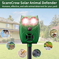 Répulsif solaire à ultrasons pour animaux, extérieur, étanche, pour chats, oiseaux, renards, lumière LED, mode nuit automatique