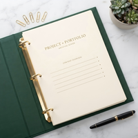 Caja Rígida Magnética Personalizada con Anillas, Logotipo en Lámina Dorada de Lujo, Empaque de Portafolio Encuadernado en Tela