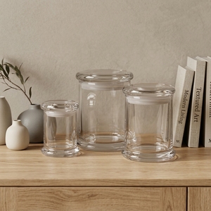 Contenitore per Candele Unico e di Lusso Più Venduto da 2oz 7oz 10oz in <span class=keywords><strong>Vetro</strong></span> Trasparente con Logo Personalizzato Barattolo per Candele <span class=keywords><strong>Vintage</strong></span> Elegante Trasparente con Coperchio - Product Image 2