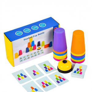 Jeu de combat de tasses empilables doubles, jouet d'empilage de couleurs, entraînement à la concentration, jouet éducatif interactif pour enfants - Product Image 1