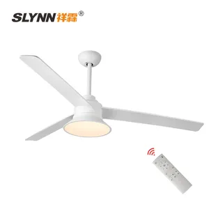 SLYNN Ceiling Fan Factory Sale Popular Low Noise White ABS Blade Remote Ceiling Fan With Led Light