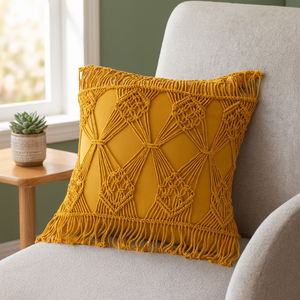 New Style Green 45x45cm Cotton Wool Crocheted Washable Portable Bohemian Vintage Floral Portrait Festive Leaves Decorative - Product Image 3