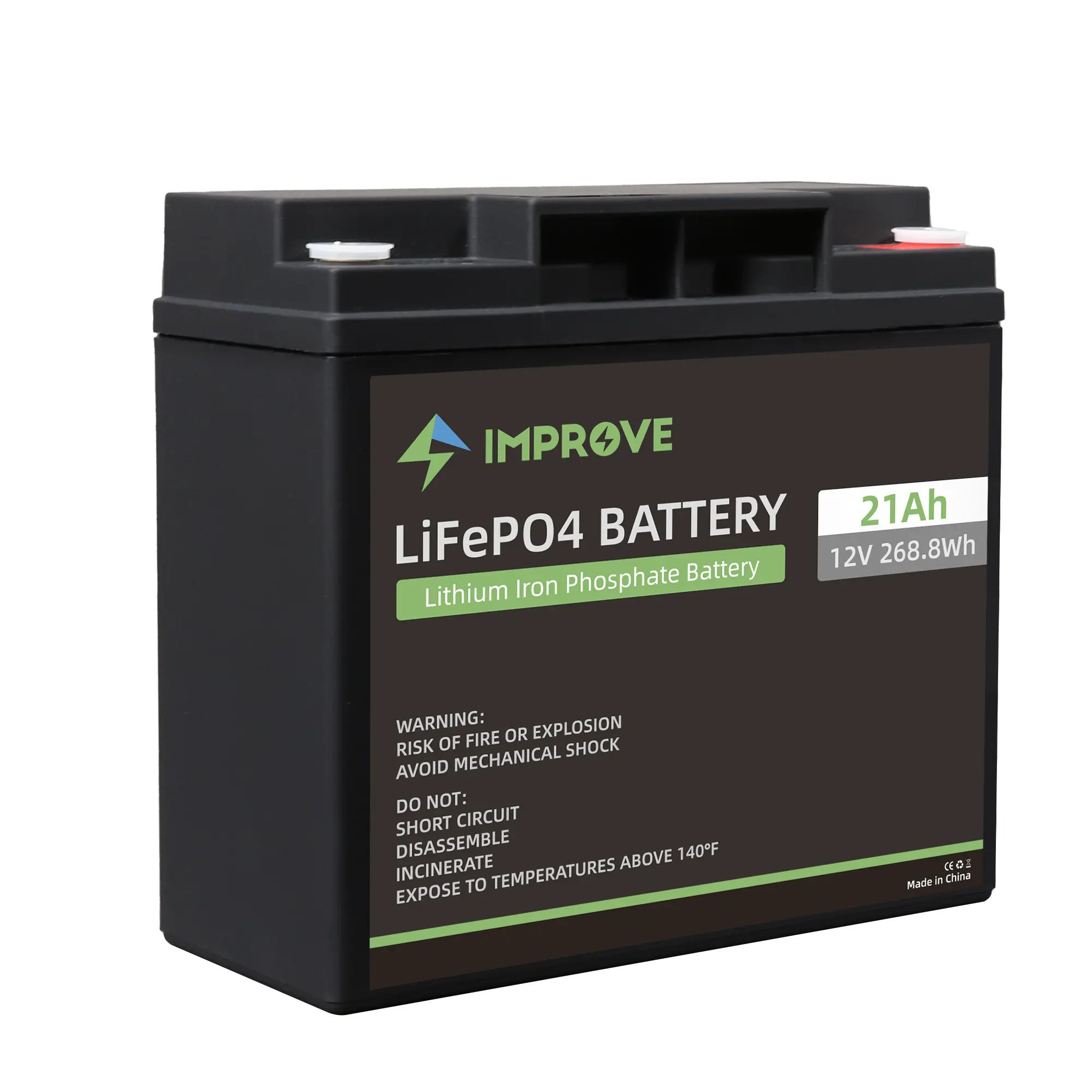 IMPROVE Rechargeable LIFEPO4 12V 6AH 10AH 12AH 25AH 30AH Lithium Ion Battery for Camping Car Storage Battery