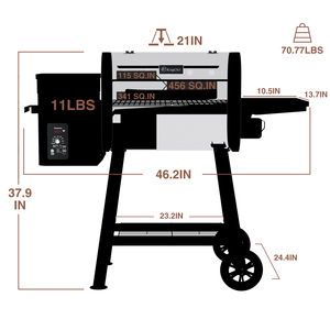 <span class=keywords><strong>Barbecue</strong></span> à granulés portable à roulettes, facile à déplacer, grand rangement, pour l'extérieur, le camping, le patio - Product Image 4
