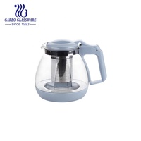 Mifa-théière transparente en verre borosilicate, de qualité alimentaire, résistante à la chaleur, décalcomanie, avec poignée en plastique, vente en gros