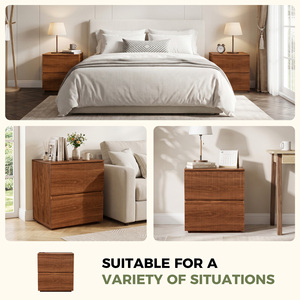 Fluted Nightstand 2 Large <b>Storage</b> Drawers Wooden Bedside Cabinet Modern <b>Side</b> End <b>Table</b> for Bedroom Living Room Home Decrotiom - Product Image 5