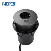 Prise de courant de bureau encastrée de haute qualité 65W PD3.0 Type C 16A 250V avec prise inférieure pour postes de travail