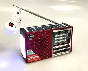 NS-2039SL AM FM SW 1-6 8波段太阳能收音机，带无线BT扬声器，带led灯泡的USB TF卡播放器