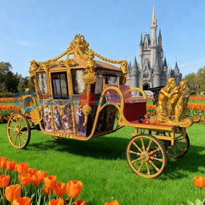 Chariot de luxe doré de style royal, électrique/à chevaux, sculpture de wagon personnalisée, capacité 6 personnes, pneus en caoutchouc massif - Product Image 4