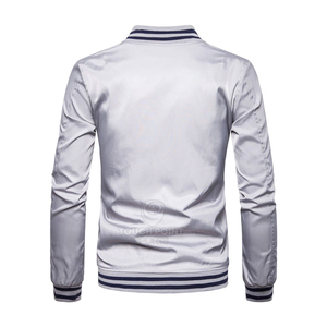 Varsity แจ็กเก็ตเบสบอลแขนยาว,เสื้อแจ็กเก็ตปักโลโก้ทำจากผ้ากำมะหยี่ออกแบบได้ตามต้องการ - Product Image 2