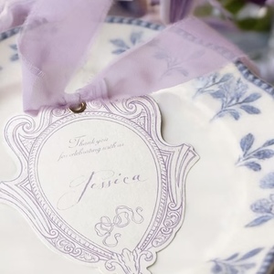 Custom Wedding Menu Place Card Ribbon Elegant Cotton Paper Greeting Card Hot Stamped Offset Printed <b>Name</b> <b>Tag</b> Custom Logo - Product Image 2