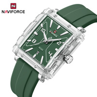 NAVIFORCE Officiel 6112 Montre en Polycarbonate et Silicone à Quartz, Chiffres Romains, Montre Sport Chic pour Lycéens