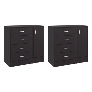 Ensemble de 2 commodes Lund, style moderne minimaliste, meubles de rangement de grande capacité pour chambre à coucher, Wengé - Product Image 2