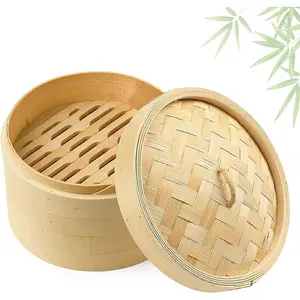 Yenilik bambu el yapımı dokuma bambu vapur sepeti Dim Sum köfte çörekler Seafoods pirinç asya gıdalar için