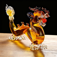 Bouteille de vin en verre en forme de dragon chinois de 1200ml en stock, bouteille d'alcool en verre vide de haute qualité