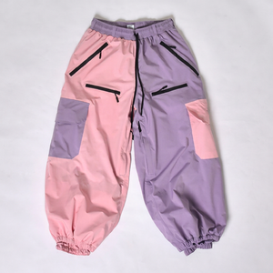 Pantalon de ski cargo tendance, chauffant, coupe-vent, imperméable, rose et violet, avec aérations, passants de ceinture et ajustement réglable - Product Image 1