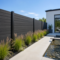 Panneaux de clôture en WPC noir anthracite, intimité totale, pour jardin de villa moderne, à lattes horizontales, faible entretien