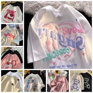 T-shirts pour hommes en coton, à manches courtes, <span class=keywords><strong>d</strong></span>écontractés, pour sports de plein air, avec impression 3D en relief, unis, sérigraphie mousse, grandes tailles, vente en gros - Product Image 6