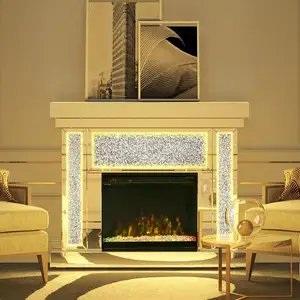 Mirrored Electric Fireplace 10 Colors Changing Freestanding Corner with Mantel Remote Control Heater Firebox 3D Flame