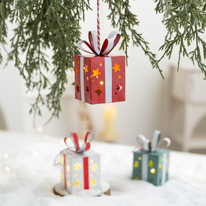 Nordic <b>Christmas</b> LED Lights Mini Wrought Iron Gift <b>Box</b> Table Decoration <b>Christmas</b> Tree Pendant Ambient Night Light - Product Image 3