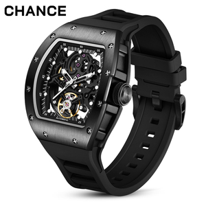 Reloj Mecánico de Alta Calidad para Hombre con Caja de Fibra de Carbono, Movimiento Automático, Diseño Hueco Black Warrior, Resistente al Agua, Reloj de Moda - Product Image 1