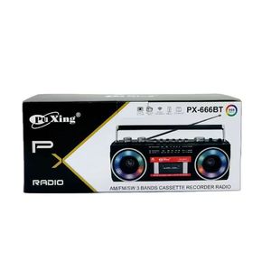 เครื่องเล่นเทปคาสเซ็ทสไตล์เรโทร PX-666BT พร้อมบลูทูธ USB TF วิทยุ AM FM SW ไฟ RGB แบตเตอรี่แบบชาร์จได้ เหมาะสำหรับงานปาร์ตี้และใช้งานกลางแจ้ง - Product Image 4