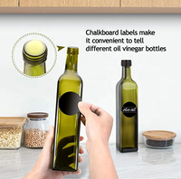 Ensemble de bouteilles de distributeur d'huile d'olive en verre de 7 oz-Bouteille de cruet d'huile et de vinaigre vert foncé de 500ml avec verseurs, entonnoir et étiquettes