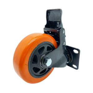 Leifengta 4 Inch Premium Orange Polyurethane Swivel Plate <strong>Locking</strong> <strong>Caster</strong> <strong>Wheels</strong> Durable Thread Guards 3-Year No Brake - Product Image 4