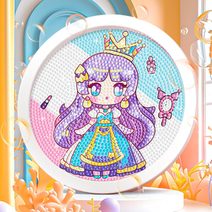 Nuova principessa con cornice rotonda Kit di pittura a diamante di cristallo moderno mosaico di pietra di arte per bambini cartoni animati vassoi per uso domestico - Product Image 1