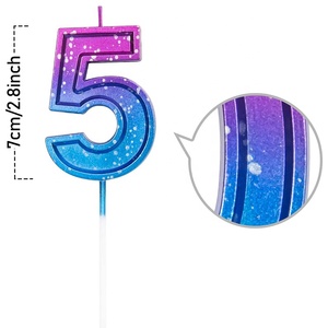 2,76 pulgadas oro rosa verde Feliz <span class=keywords><strong>cumpleaños</strong></span> pastel número velas pastel congelado decoración para fiesta celebración - Product Image 5