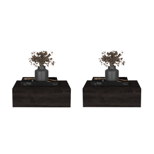 Custer Floating Nightstands Set Of 2 <b>Dark</b> Brown Wall Mounted <b>Bedside</b> <b>Tables</b> For Bedroom - Product Image 5