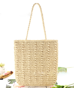 Bolso <span class=keywords><strong>de</strong></span> paja Natural tejida para mujer, bolsa <span class=keywords><strong>de</strong></span> gran capacidad para vacaciones, trenzada, portátil, venta al por mayor, para verano - Product Image 3