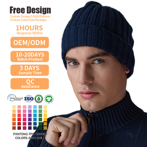 Custom Logo Wool Blend Ribbed Cuffed Beanie <b>Men</b> Thick Warm Knitted <b>Winter</b> Skull <b>Cap</b> <b>for</b> Ski Running Daily Outdoor - Product Image 2