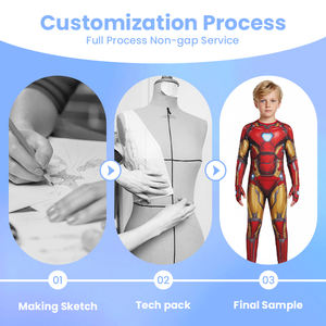 Fourniture de costumes Iron Man personnalisés pour enfants, en tissu premium, colorant sûr et non toxique, boîte cadeau, <span class=keywords><strong>prix</strong></span> d'expédition, échantillon ODM, fête pour garçons, Halloween, cosplay - Product Image 2