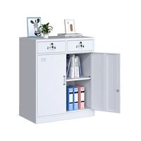 Lemari arsip kantor logam anti karat dengan kunci, lemari penyimpanan baja berdiri di lantai dengan pintu ganda dan penyimpanan model laci