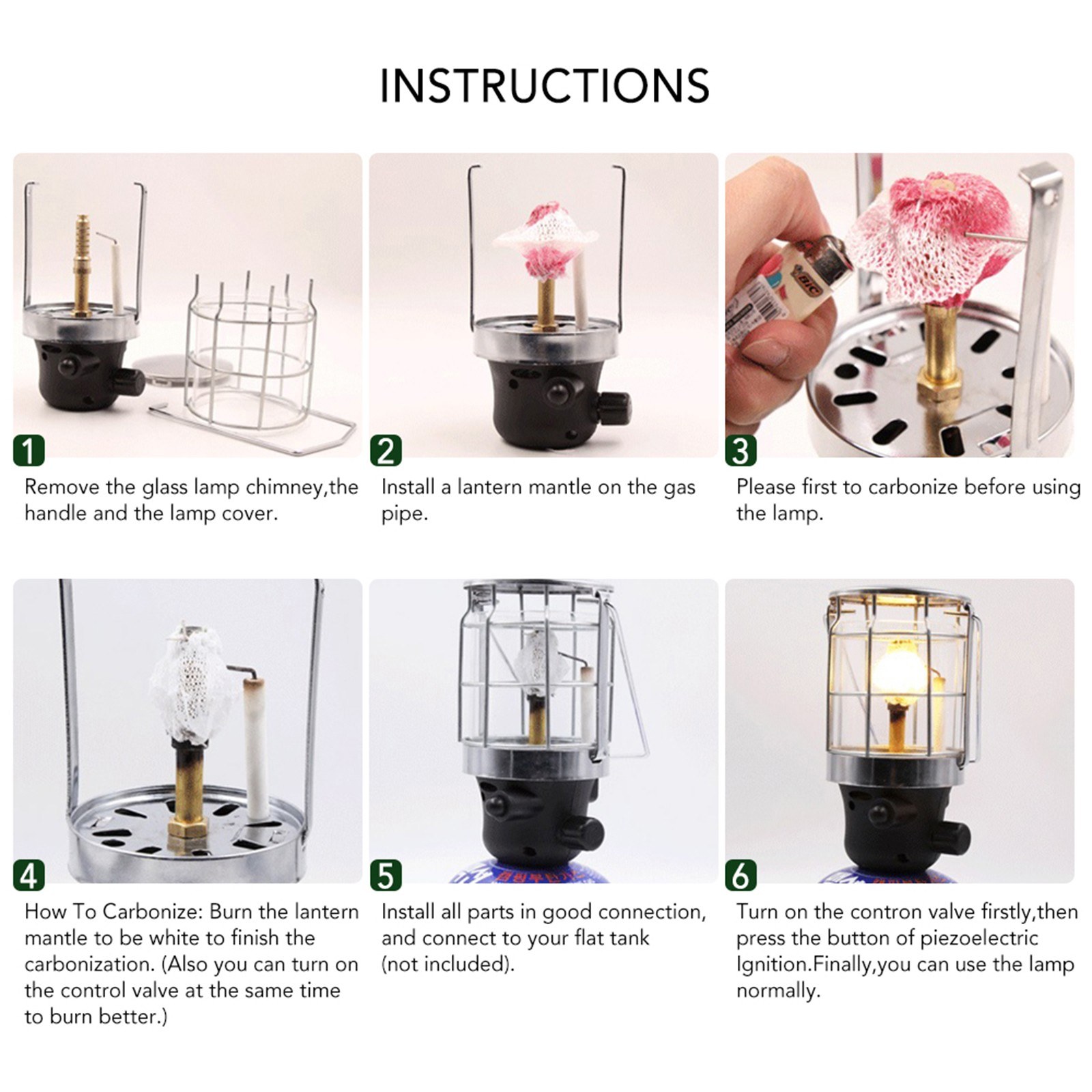 thumbnail image 2 of YIWENG Portable Camping Gas Lantern - Mini Stainless Steel Tent Light With Piezo Ignition & 3 Mantles 2 of 5