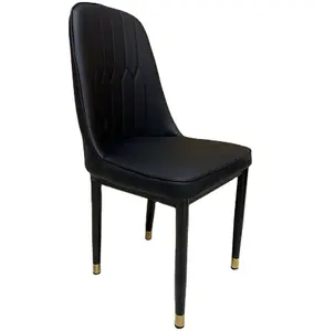 Itchen-silla tapizada de piel sintética para comedor, sillón con respaldo y Marco de metal, pata de hierro