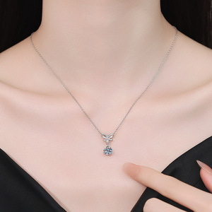 Atacado de Fábrica: Colar Feminino Delicado com Laço, Joia de Moissanite VVS GRA de 1 Quilate com Lapidação Redonda em Prata Fina S925 - Product Image 6