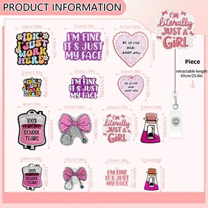 En gros, Porte-badge rétractable en acrylique opaque pailleté, avec motifs de dessins animés et slogans de fêtes, <span class=keywords><strong>pour</strong></span> infirmières d'hôpital - Product Image 4