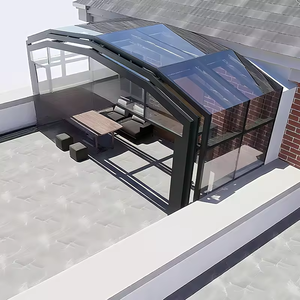 Terraza acristalada plegable de aluminio con recubrimiento en polvo de lujo, opción de techo con claraboya y sistema de iluminación LED integrado - Product Image 3