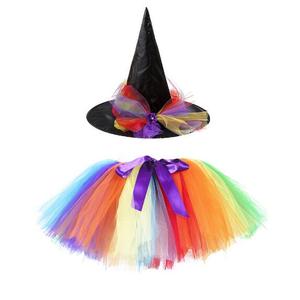 Ecoparty niñas Halloween tutú faldas bebé Ballet tul Pettiskirts con sombrero de <span class=keywords><strong>bruja</strong></span> escobas niños Cosplay fiesta disfraces tela - Product Image 2